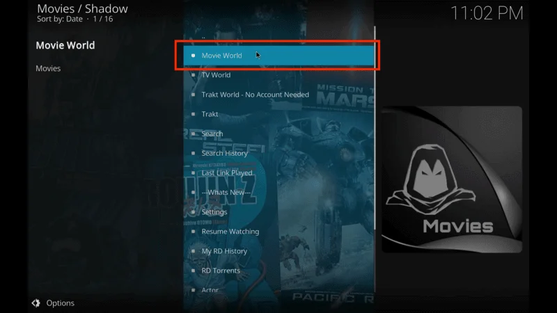 Shadow Addon on Kodi